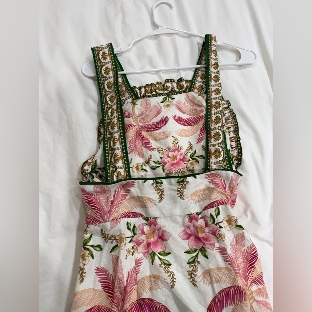 Farm Rio Palm Dream Off-White Sleeveless Angled Mini Dress - Picture 5 of 15